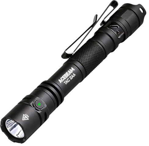 ACEBEAM TAC 2AA EDC Tactique Double Modes Rechargeable, 1600 Lumens, Double Interrupteur LED de Poche Super Lumineuse pour Urgence, Camping, Maison
