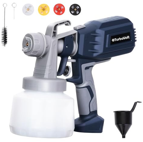 TurboVolt Sistema di spruzzo elettrico professionale – 650 ml/min, 3 modelli di spruzzo, pistola per verniciatura elettrica per vernici e smalti 1000 ml, contenitore per regolazione della quantità di