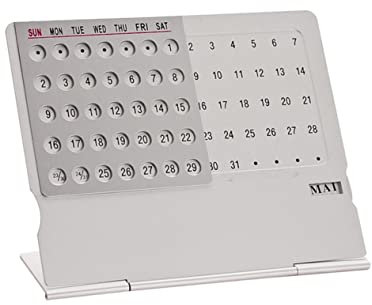 Operitacx Mini Ultradünner Desktop Kalender Aus Aluminium Langlebiger Leichter Metall Ewiger Kalender Für Büro Zuhause Und Schule Praktischer Mini Tischkalender Als Geschenkoption