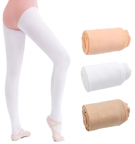 GUTERTOP 3 Paar Ballettstrumpfhose Mädchen, Ballett Strumpfhose Mädchen Elastisch Atmungsaktiv, Gymnastik Strumpfhose Kinder Tanzstrumpfhosen, Leggings Tanzstrumpfhose mit Fuß für Mädchen 6–9 Jahren