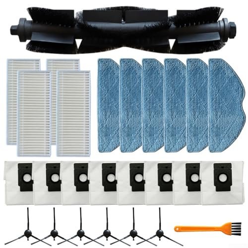 26 Pezzi Di Ricambio Accessori Adatti Per EZVIZ RE4 Plus / RE5 Plus Aspirapolvere Robot, 1 Spazzola Principale, 4 Filtri Hepa, 6 Panni Per Mop, 8 Sacchetti Per La Polvere, 6 Spazzole Laterali(B)
