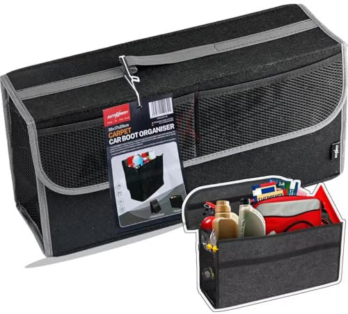 Car Boot Organiser Bag Anti Slip Foldable forCar trunk organiser Case Tool Bag Carpet Solution Interior Declutter Boot Tidy Bag Organiser Tools - Suitable for All Vehicles -20x6.11x10 inch