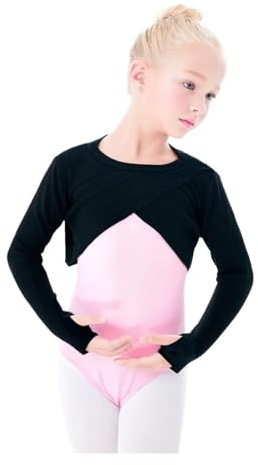 Cache Coeur Danse Classique Fille Pull de Ballet for filles, haut de danse for enfants, tricot croisé, veste de gymnastique de Ballet chaude d'hiver avec poignets troués, manteau de danse(Black,3XL he