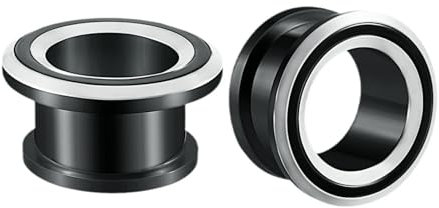 Mesnt Dehnstäbe Tunnel Set Ohr Expander Plug6mm, 2PCS Chirurgenstahl Zweifarbig Plugs Klassisch Expander Für Damen Herren, Silber schwarz