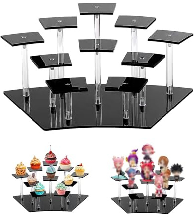 Acryl Display Riser Stand,parfum organizer 10 Tier Desktop Schwarz Organizer Schmuck Display Rack für Nagellack Gewürz Kosmetik Handwerk Schmuck Rack (schwarz)