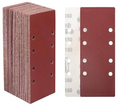 STEBRUAM 30 fogli Abrasivi Carta Vetrata 93 x 230mm,Grana 180 per Levigatrice Rettangolare Legno Orbitale