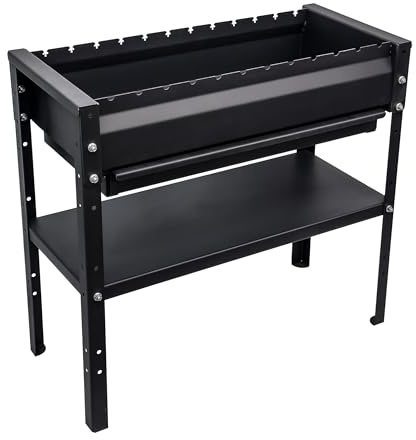 KVOTA Mangal Grill 80 cm – Holzkohlegrill aus 2 mm Stahl, mit 12 Spießauflagen (manuell drehbar), höhenverstellbarer Ablage, Ascheschublade, inkl. Zange & Schürhaken (ohne Spieße)