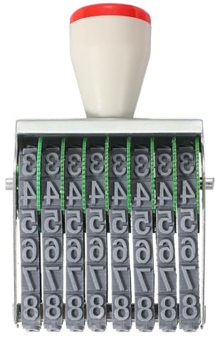 PATIKIL 8 Digits Roller Stamp, Personalized 7.5mm 26 Alphabet Number 0-9 Symbol Rolling Stamp for DIY Stationery Scrapbooking Office Business, Gray
