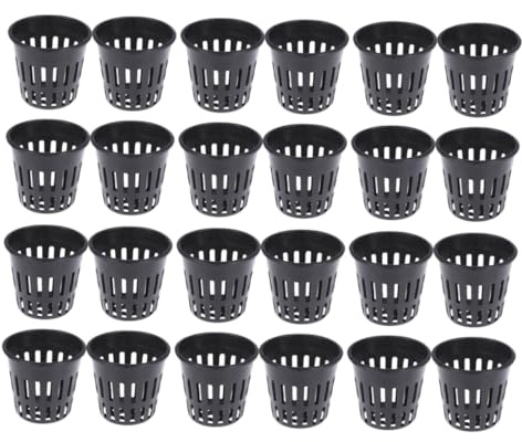 Gatuida 24pcs Soilless Culture Net Cups Black Plastic Water Planting Buckets Breathable Hydroponic Planting Pots with Load-bearing and Extrusion Resistant Design for Indoor and Outdoor