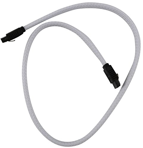 Lafeier Cable de datos SATA 3.0 III SATA3 de 7 pines de 50 cm, cables SSD de 6 Gb/s, cable de disco duro con funda de nailon, versión premium (blanco)