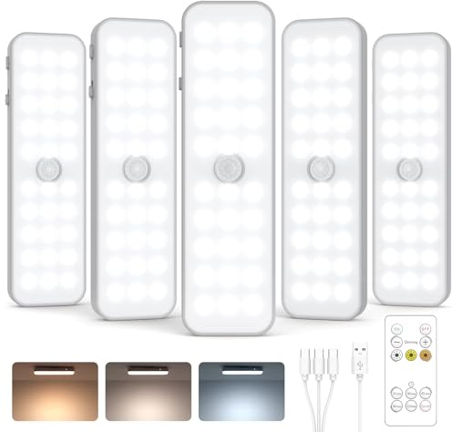 GOODEA Small 15cm Wardrobe Lights Motion Sensor 150LM, Always ON/AUTO, 3CCT | Dimmable Under Cabinet Kitchen Light, 60LED, Magnetic Mount Cupboard Lighting for Kitchen Closet Shelf Counter