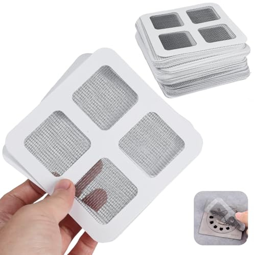 leruiyezs 100 Pièces Filtre Evier Jetable et Filtre Cheveux Douche,Autocollants Anti-Cheveux,Attrape Cheveux Douche et Baignoire,Rétention Débris et Résidus, Usage Unique pour Salle de Bain et Cuisine