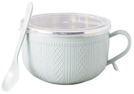 Suppentasse, einfach zu bedienen, 14 x 9,5 x 9,5 cm, 750 ml, große Suppentassen mit Löffel, umfangreiche Anwendung, für Reisen, Tee, Weihnachten, Café, Hafer, Mittagessen, Nudel