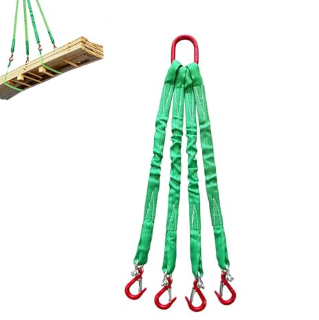 Hebeschlingen – Gurtgehänge mit 4 Haken, 11.023 lbs Tragfähigkeit, Polyester-Gurtband; Hochleistungs-Rundschlingen für Hebezeuge, Motorkräne und Lkws(2.5M)