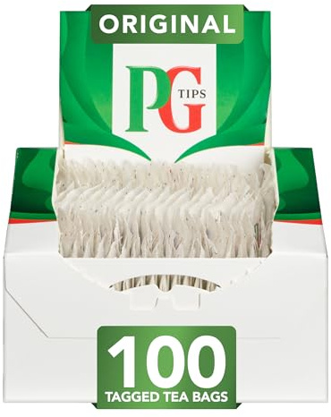 PG Tips Original | 100 Black Tea Bags Bulk | One Cup | String & Tagged | Refreshing & Flavourful | Ideal for Office Breaks & Catering, Celebrations, Afternoon Tea | Plant Based Biodegradable Teabags