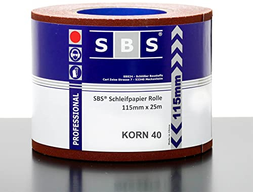 SBS® Schleifpapier Rolle | 115 mm x 25 m | Korn 40 | Aluminiumoxid Rolle