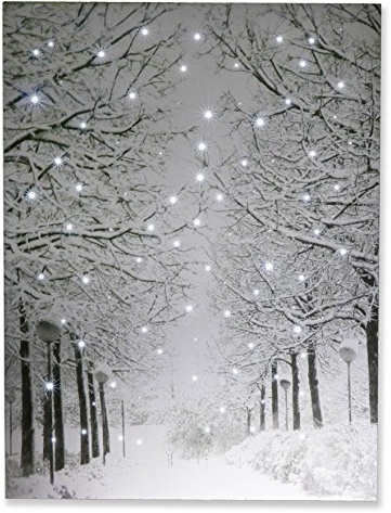 Clever Creations Snowy Winter Path Light Up Poster Sparkling Canvas Wall Art with Bright LED Lighting | 15.75 x 11.75 Perfect Size for Home, Living Room, Office or Classroom | Battery Powered
