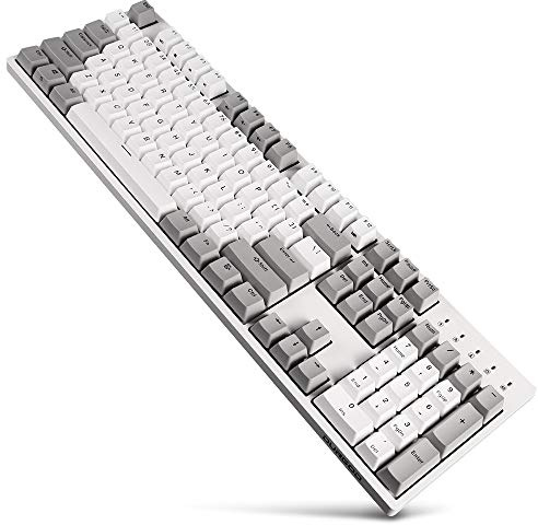 DURGOD Tastiera meccanica resistente con switch Cherry MX Brown, N-Key Rollover 104 tasti (tasti PBT), interfaccia di tipo C per giocatore/dattilografia/ufficio/casa (bianco, ANSI/US)
