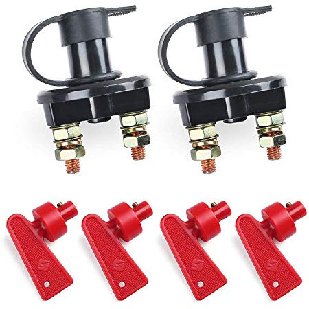 LotFancy 2 Stück Batterieschalter Hauptschalter Trennschalter, Abgeschnitten Switch Hauptstromschalter Knochen Schalter mit zwei abnehmbaren Schlüsseln 6V 12V 24V Wasserdichter 200/1000 Ampere