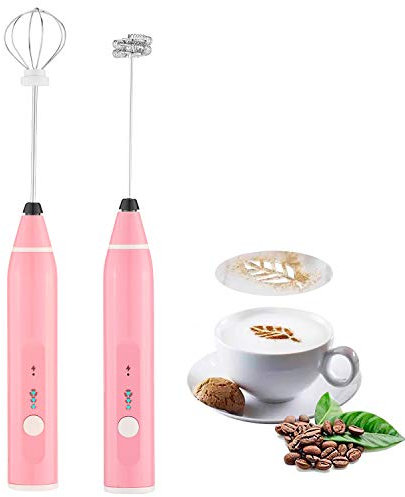 CouHaP - Espumador de leche eléctrico 2 en 1, batidor de huevos de acero inoxidable y espumador de café con 3 velocidades y recargable por USB para café con leche, capuchino, chocolate caliente,