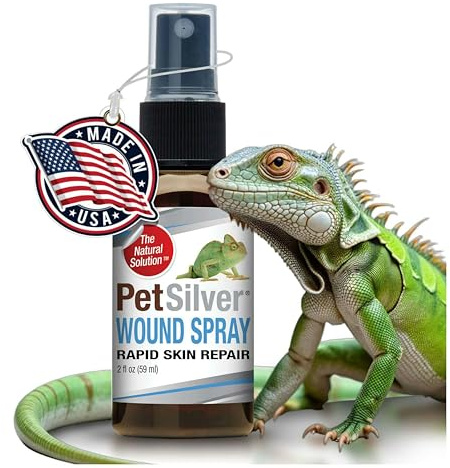 PetSilver Reptile Wound Spray with Chelated Silver – Reptile Wound Care for Snakes, Lizards, Geckos – Burns, Sores, Irritations & Scale Rot Treatment – Non-Toxic & Safe – Made in USA – 2 fl oz