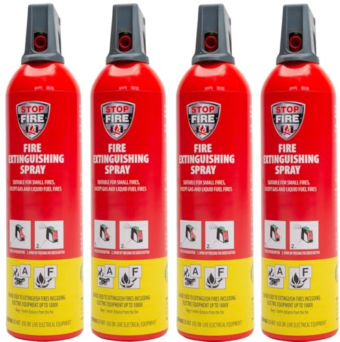 XENOTEC PREMIUM Feuerlöschspray – 4er Set - 750ml – Stopfire – Autofeuerlöscher – REINOLDMAX – wiederverwendbar – geeignet für Fettbrände – 4 x 750g