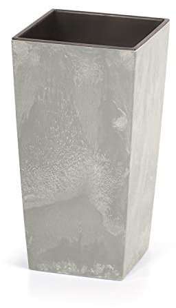 Prosperplast Urbi Square Beton Pot de fleurs au design béton 2 en 1 avec élément de plantation carré en plastique (240 mm)