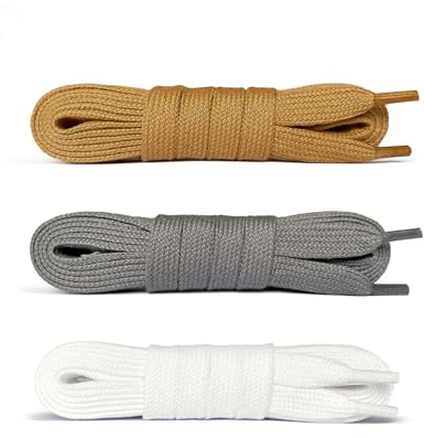 Laceter 3 Paia - Lacci Scarpe Piatti 100% Cotone - Stringhe Scarpe da Sportive Resistenti - Lacci Compatibile con Nike Air Force 1, Air Jordan, Adidas, Converse - Larghezza 8mm - Street - 150 cm