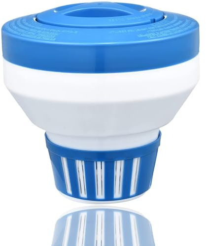 Dispensador de Cloro Flotante, Flotador de Cloro/bromo para Piscina SPA, clorador Flotante y Soporte de bromo, se Adapta a tabletas químicas de 3 Pulgadas para Piscina SPA (7.5 Pulgadas)