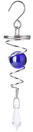Marooma 17,8 cm große Gazing Ball Spirale Schwanz Windspiel Stabilisator Edelstahl Glaskugel mit hängendem Drehhaken Windspiel Catcher Dekorationen für Outdoor Garten Dekorationen