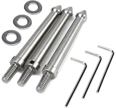 Pastlla 3 Piezas de 1/4 Pulgadas de Rosca de Acero Inoxidable Spike Accesorios para cámara trípode de Tierra Spike Metal Adaptador de Montaje en Espiga trípode Monopod Tornillo de Rosca (80 mm)