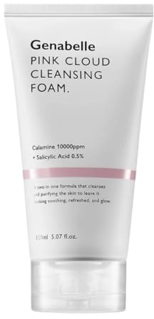 Genabelle Pink Cloud Cleansing Foam - Hydrating Gentle Face Cleanser with Salicylic Acid and Calamine Powder for Blemish Care, Deep Cleansing Face Wash for Normal to Oily Skin, 5.07 fl.oz