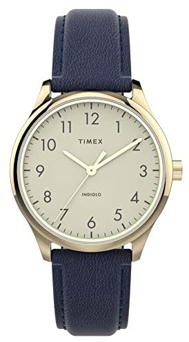 Timex Easy Reader Women's 32mm Blue Leather Strap Watch TW2V36200