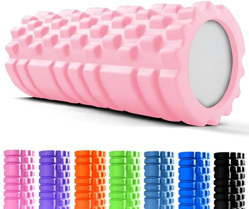 unycos - Faszienrolle (33x14 cm), Fitness-Rolle mit 3D Texturmassage und 50 Übungen E-Book, Hartschaumrolle zur Selbstmassage, Belastbar 130 kg, Massagerolle für Funktionales Training (Hellrosa)