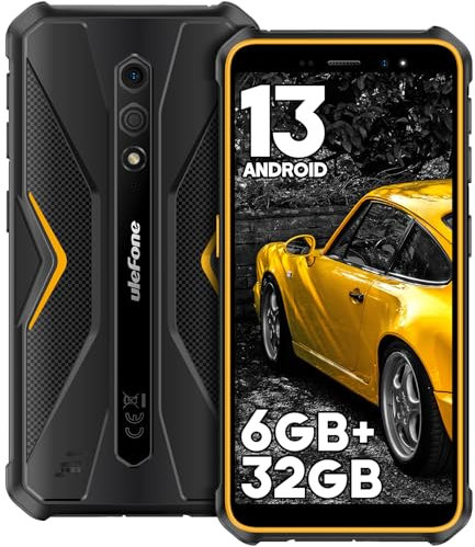 Ulefone Armor X12 Rugged Smartphone Android 13, 6GB + 32GB/256GB SD 4860mAh 13MP+8MP 5,45'' HD+ IP68/IP69K Waterproof 4G Dual SIM Free Unlocked Face ID/NFC/OTG/GPS, UK Version - Orange