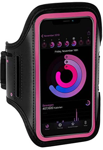 ONEFLOW Workout Case für iPhone 15 Pro Max Sportarmband zum Joggen mit Touch Fenster, Handy Armband für Sport und Outdoor, Handyhalterung für den Arm, Lauftasche Jogging, Pink