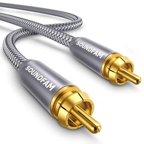 SOUNDFAM Hochwertiges Subwoofer Kabel RCA Cinch Koaxialkabel für Digital Audio & LFE, Grau 10M