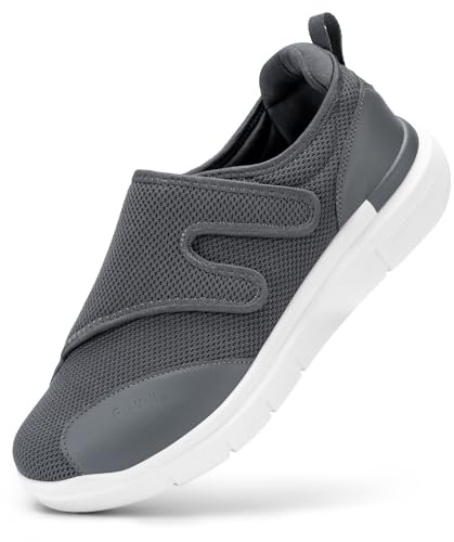 FitVille Scarpe Diabetici per Uomo Extra Larghe per Piedi Gonfi Scarpe Ortopediche Uomo Regolabili per La Neuropatia Dolorosa dei Piedi degli Anziani 44.5 EU Larga
