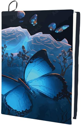 craspire Couverture de Livre Extensible Papillon Rose Lavable Réutilisable Grand Protecteur de Livre en Nylon 9.4x15.7 Pouce Enveloppes Élastiques pour Cahier Convient à la Plupart des Livres