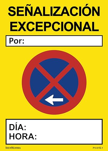 Señalización excepcional Prohibido parar y aparcar (Con flechas de dirección) R307-50x70cm PVC Forex - IberNorma (Flecha a Izquierda)