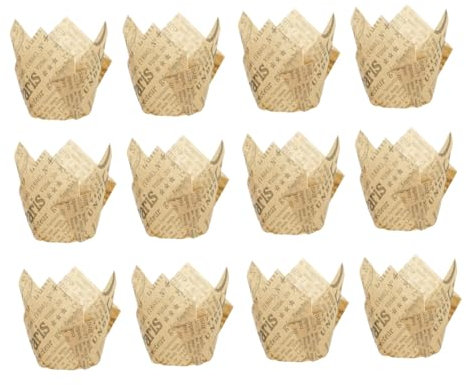MAGICLULU 50pcs Flower Shaped Muffin Cups Paper Baking Cup Baking Tray for Home Use Suitable for and for Serving