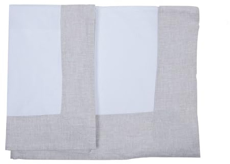 Completo lenzuola Matrimoniale in percalle con balza in lino 100% Made in Italy - Completo Confortevole e Morbido al Tatto – Lenzuolo sopra 270x290 cm – Lenzuolo sotto 180x200 cm – Federe 50x80 cm