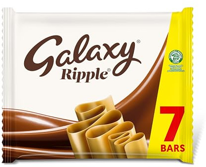 Galaxy Ripple Milk Chocolate Bars Multipack 7 x 30g – Milk Chocolate Bars Multipack, Smooth Chocolate Bars with Light Ripple Centre, Chocolate Snacks, Sharing Chocolate & Chocolate Gift