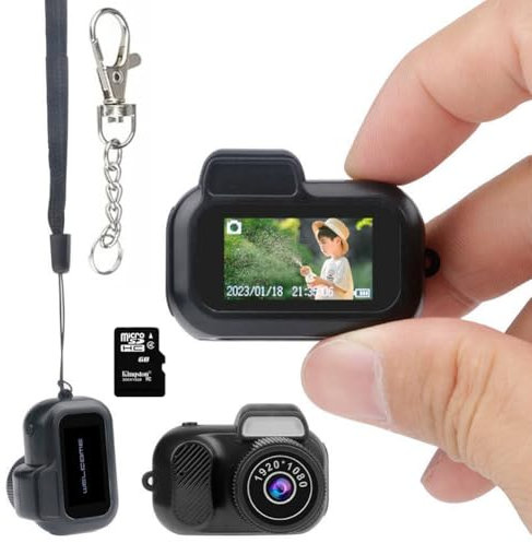Keychain Camera, 1080P HD Mini Pixel Camera with Eight Filters for Indoor/Outdoor Use (16G)