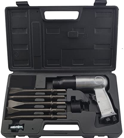 Kit de martillo neumático Juego de herramientas de arma neumática de martillo de aire de 190 mm Abrador de impactos de servicio pesado con 4pcs Chisels Ergonomic Grip
