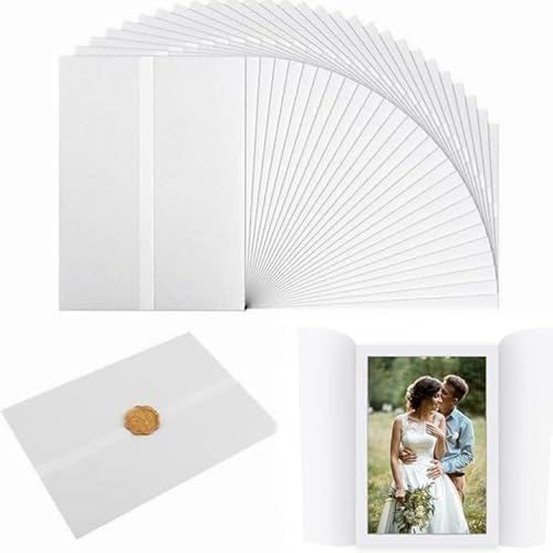 50pcs Pre-Folded Vellum Jackets for Invitations, 5 x 7 inch Translucent Wrap Jackets for Wedding, Baby Shower, Birthday Party, Invitations Tracing Paper for DIY Photos