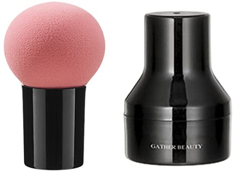 Cepillos de maquillaje de maushontos esponjosos de hojaldre en polvo esponjas cosméticas con estuche de mango, esponjas de maquillaje