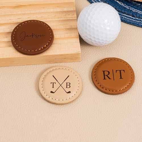 KEMEILA Personalisierter Golfballmarker, personalisierbarer Golfball-Marker aus PU-Leder, Geschenk für Golfer, Golf-Ausflüge, Jahrestags-Golf-Geschenk, Geburtstags- und Weihnachtsgeschenk