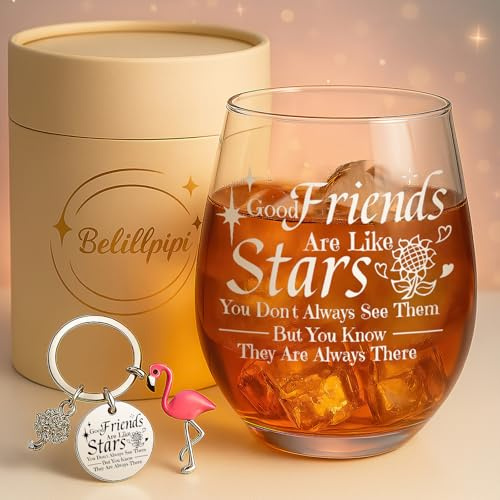 Belillpipi Friendship Gifts for Women Wine Glasses Drinking Personalised Birthday Gifts for Women Special Friend, Wine Glass Leaving Presents for Her Colleague Best Friend Sister Ideas, 440ml