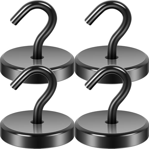 Neosmuk Magnetic Hooks Steel Tube Design for Cruise,77kg+ Black,4 Pack | Cruise Ship Essentials,Heavy Duty Magnett Hooks for Cabins, Refrigerator, Grill, Hanging, and Travel Extra Strong Must-Haves